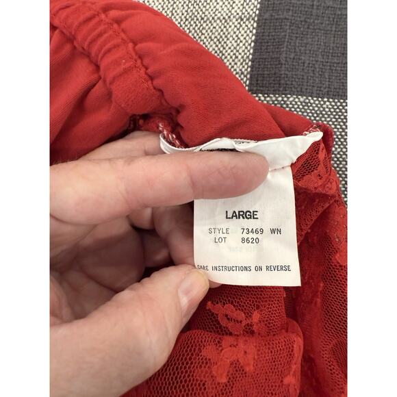 Vintage 1970’s Gilligan & O’Malley Red Lace Nightgown Maxi Dress Size Large - Picture 8 of 12